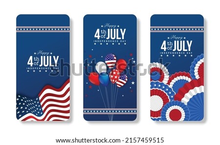 Mobile phone american flag illustration for america united states national day 4th july with blue background Royalty-Free Stock Photo #2157459515