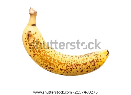 One overripe, mellow banana isolated on white Royalty-Free Stock Photo #2157460275