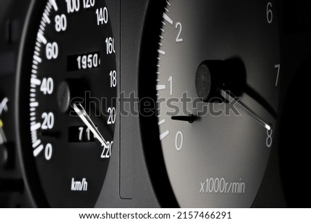 tachometer in car dashboard in red sphere  Royalty-Free Stock Photo #2157466291