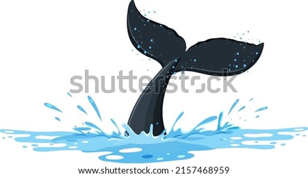 A tail of humpback whale above the water illustration Royalty-Free Stock Photo #2157468959