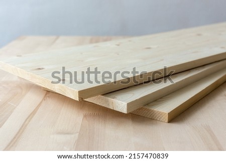 Wooden furniture board. Wooden building material.