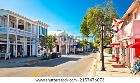 Key West famous Duval street panoramic view, south Florida Keys, United states of America Royalty-Free Stock Photo #2157476073
