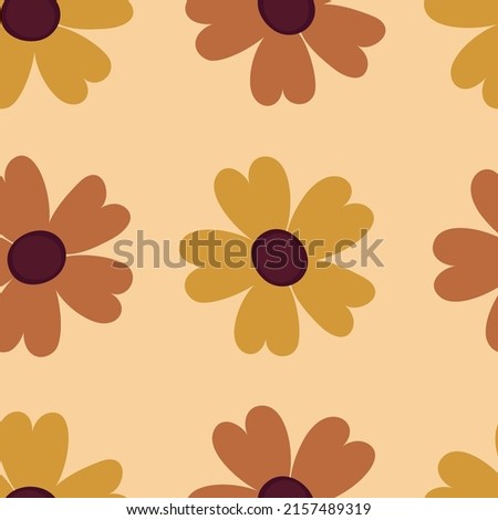 Seamless print with flowers. Vector floral pattern. Botanical background with yellow and orange flowers.