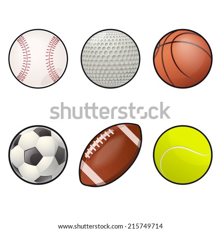 Vector image of collection of Ball icons