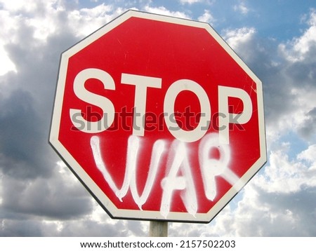a red sign of stop war