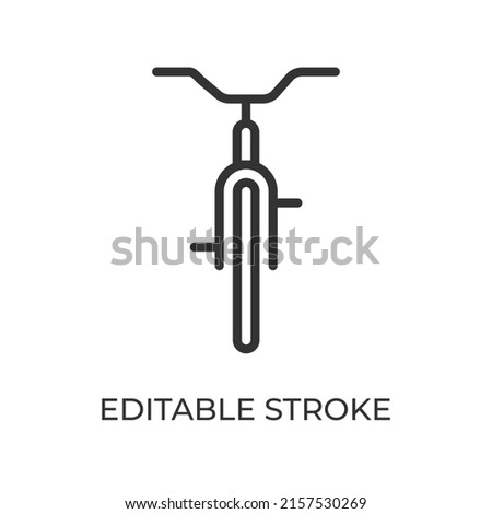 Bicycle front view line icon. Eco-friendly ground transportation. Used for sports, entertainment and travel. Isolated vector illustration on a white background. Editable stroke.