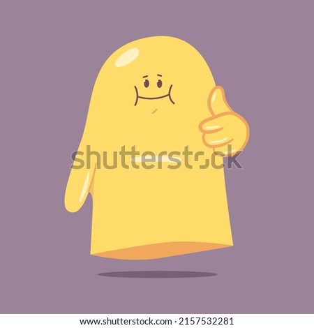 Cute ghost emotion with like gestures vector cartoon character isolated on background.