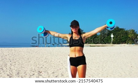 A shot of a girl from the UK working out in Koh Samui, Thailand, Asia