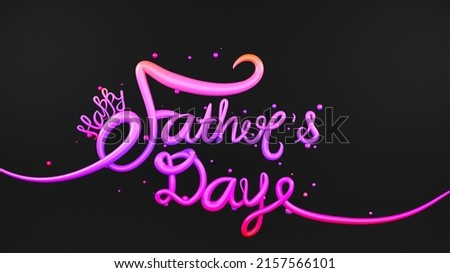 3D Gradient Pink And Purple Happy Father''s Day Font Against Black Background.
