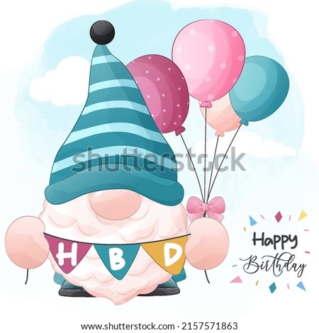 Cute Birthday Gnome Illustration for Decoration