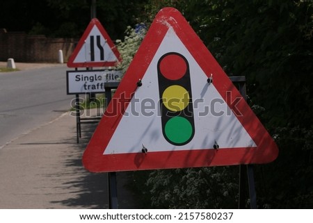 Temporary traffic lights road sign 