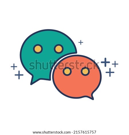 Chat message icon vector illustration glyph style design with color and plus sign. Isolated on white background.