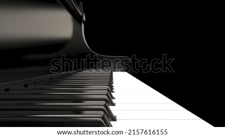 A black piano isolated on a black background - classical music