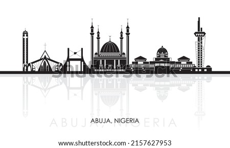 Silhouette Skyline panorama of city of Abuja, Nigeria - vector illustration Royalty-Free Stock Photo #2157627953