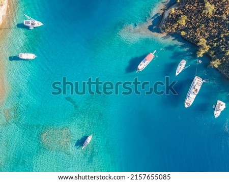 Göcek Yassıca Islands shot with drone from above Royalty-Free Stock Photo #2157655085