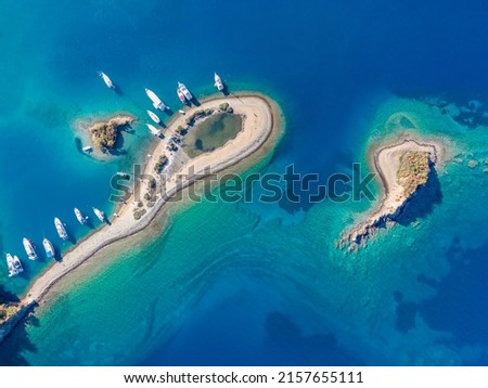 Göcek Yassıca Islands shot with drone from above - Muğla, Turkey Royalty-Free Stock Photo #2157655111