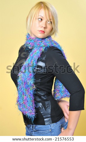 Studio work with a model for a scarf project