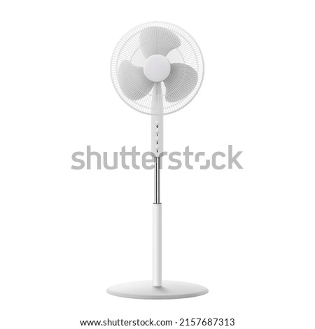 Stand fan mockup realistic 3d vector illustration isolated on white background Royalty-Free Stock Photo #2157687313