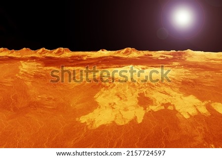 The surface of Venus, the irregularities of the planet. Elements of this image furnished by NASA. High quality photo