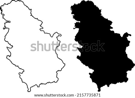 Map of Serbia. Basis silhouettes on white background