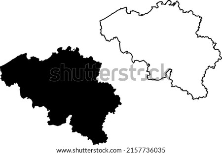 Basis silhouettes on white background. Map of Belgium