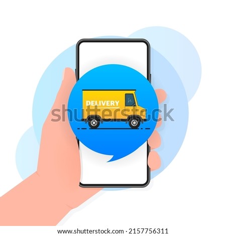 Express delivery service badge. Fast time delivery order with stopwatch on white background. Vector illustration
