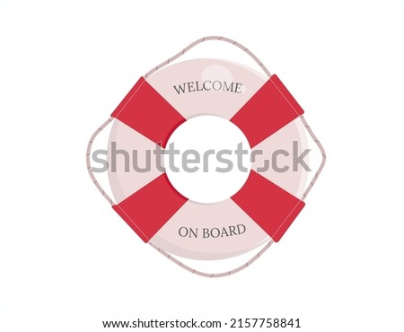 Lifebuoy in a flat style. Protection equipment for swimming. Vector illustration isolated on white background. Element for summer holidays design