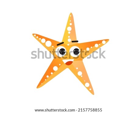 Cute cartoon Starfish. Flat vector illustration, Sea animal isolated on white background