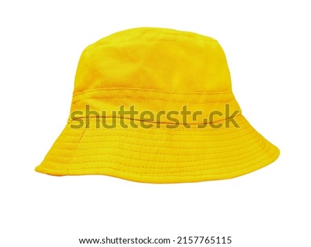 yellow bucket hat isolated on white Royalty-Free Stock Photo #2157765115
