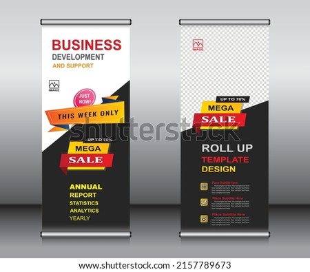 Roll up banner template design,banner layout, advertisement, pull up, polygon background, vector illustration, business flyer, display, x-banner, flag-banner, Info graphics, presentation.