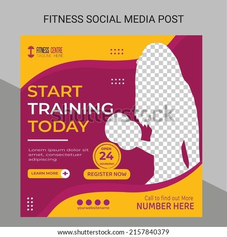 Gym and Fitness Promotion Post and Story Social Media Template