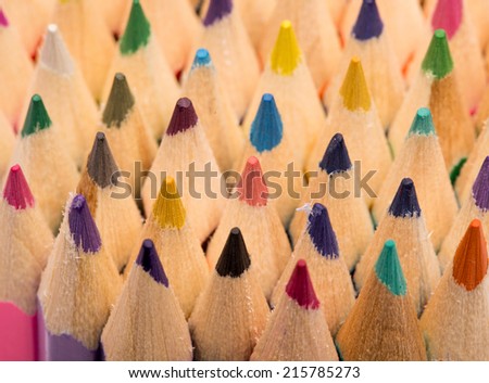 closeup of a wall of colorful pencils