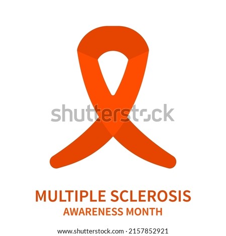 Multiple sclerosis awareness ribbon poster. Orange bow for support and solidarity month. Medical concept. Vector illustration.
