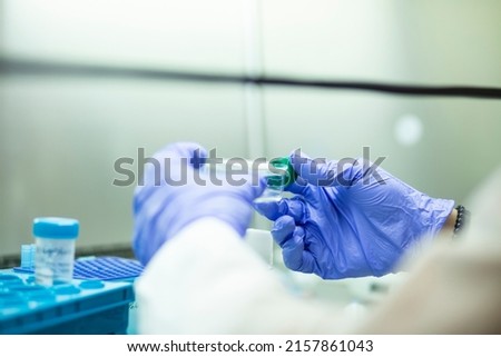 medicine and medical laboratory cell culturing at the safety cabinet  Royalty-Free Stock Photo #2157861043