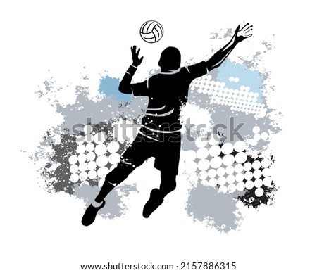 Volleyball sport graphic with dynamic background.