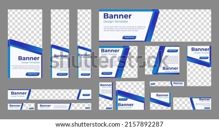 set of creative web banners of standard size with a place for photos. Business ad banner. Vertical, horizontal and square template
