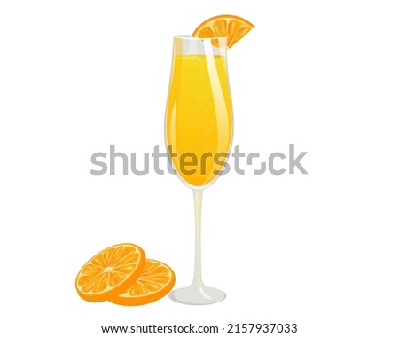 Mimosa cocktail.Refreshing summer alcoholic drink with orange and champagne.Vector illustration.The concept of drinks. Royalty-Free Stock Photo #2157937033
