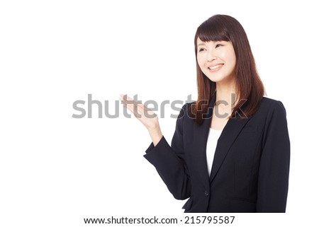 businesswoman pointing side