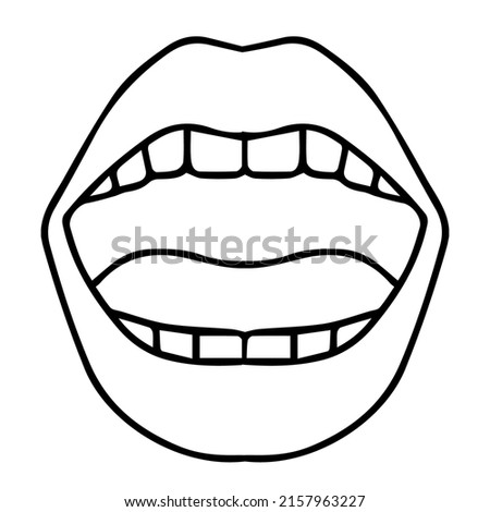 mouth line vector illustration,isolated on white background,top view