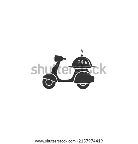 Scooter express delivery logo 24 hours icon.  Medicine home delivery service logo. Vector flat sign
