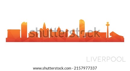 Liverpool, UK Low Poly Skyline Clip Art City Design. Geometric Polygon Graphic Horizon Icon. Vector Illustration Symbol.