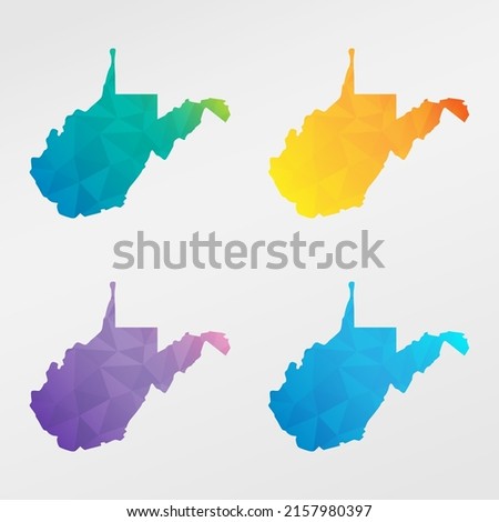 West Virginia, USA Low Poly Map Clip Art Design. Geometric Polygon Graphic National Icon. Vector Illustration Symbol.