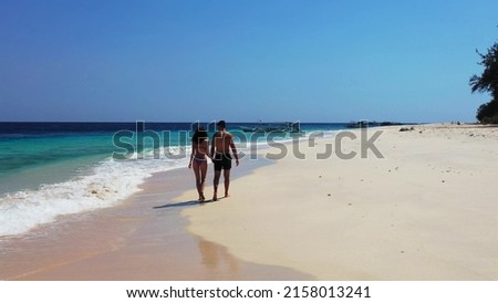 A picture of a Russian couple on a vacation in Gili Meno, Lombok, Indonesia, Asia