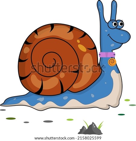 Positive, smiling snail, on a walk.