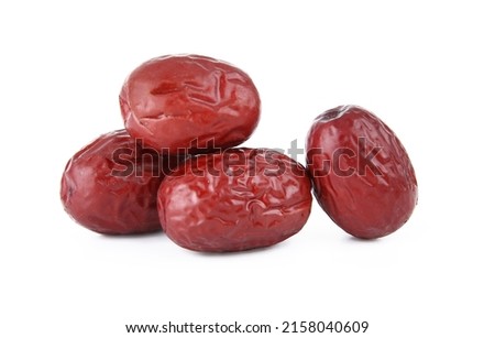 Dried jujube fruits isolated on white background Royalty-Free Stock Photo #2158040609