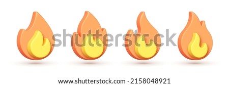 Fire 3D collection isolated vector. Fire 3d, great design for any purposes. Vector 3d illustration