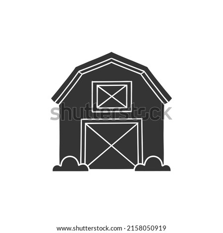 Barn Icon Silhouette Illustration. Farm Vector Graphic Pictogram Symbol Clip Art. Doodle Sketch Black Sign.