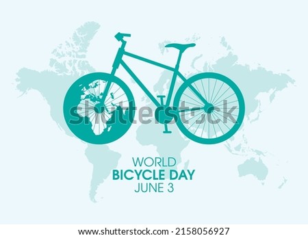 World Bicycle Day Poster with green bike silhouette vector. Green bicycle icon vector. Bike silhouette isolated on a green background. Bicycle Day Poster, June 3. Important day