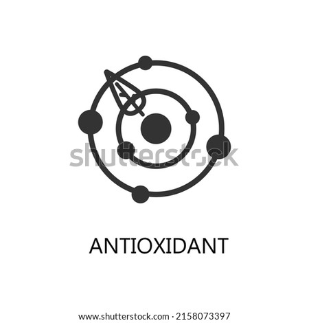 Antioxidant icon. Health benefits molecule, natural vitamins sources, vector isolated illustration for bio organic detox super food advertising, wellness apps. Healthy eating, antiaging dieting. Royalty-Free Stock Photo #2158073397
