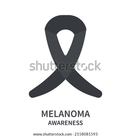 Melanoma awareness ribbon poster. Black bow for support and solidarity day. Medical concept. Vector illustration.